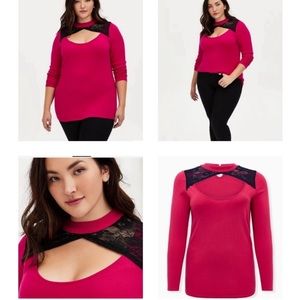 Torrid Black Lace Keyhole Sweater